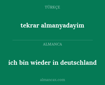 tekrar almanyadayim - ich bin wieder in deutschland