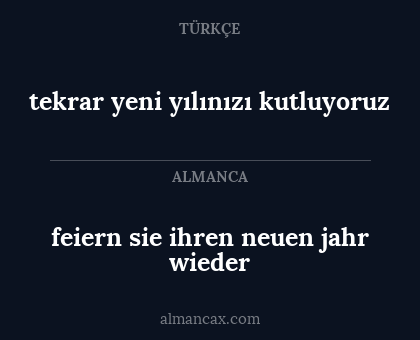 tekrar yeni yılınızı kutluyoruz - feiern sie ihren neuen jahr wieder