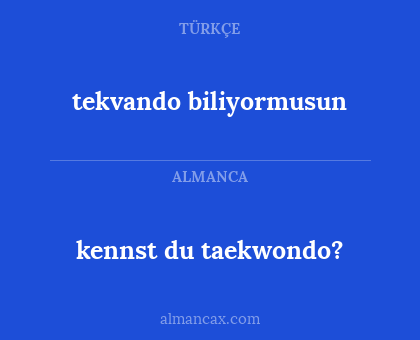 tekvando biliyormusun - kennst du taekwondo?