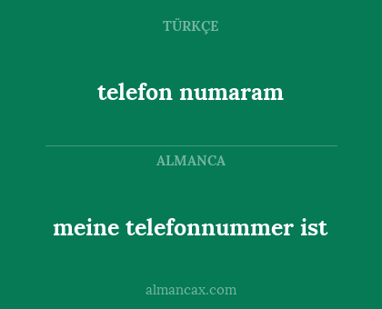 telefon numaram - meine telefonnummer ist