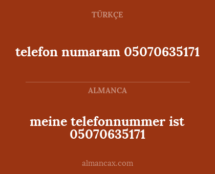 meine telefonnummer ist 05070635171 - telefon numaram 05070635171
