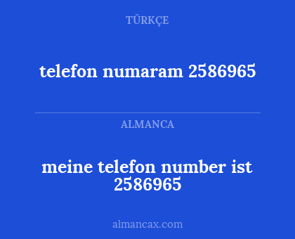 meine telefon number ist 2586965 - telefon numaram 2586965