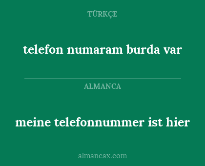 meine telefonnummer ist hier - telefon numaram burda var