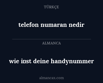 telefon numaran nedir - wie i̇st deine handynummer