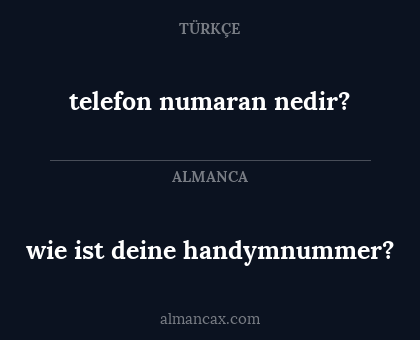 telefon numaran nedir? - wie ist deine handymnummer?