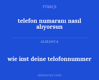 telefon numaranı nasıl alıyorsun - wie i̇st deine telofonnummer