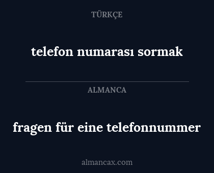 telefon numarası sormak - fragen für eine telefonnummer