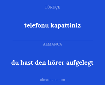 telefonu kapattiniz - du hast den hörer aufgelegt
