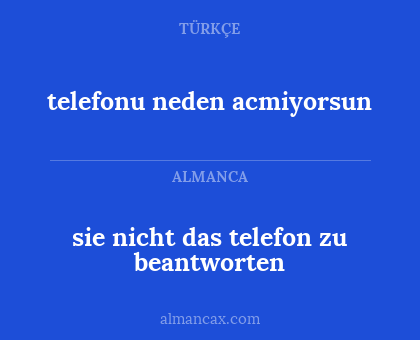 telefonu neden acmiyorsun - sie nicht das telefon zu beantworten
