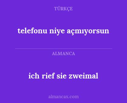 ich rief sie zweimal - telefonu niye açmıyorsun