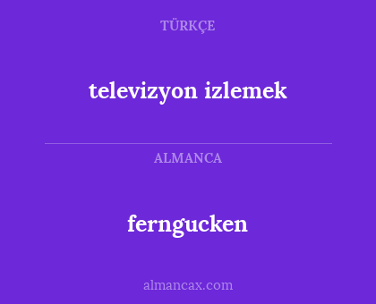 ferngucken - televizyon izlemek