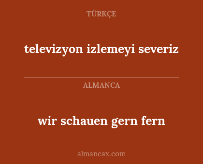 wir schauen gern fern - televizyon izlemeyi severiz