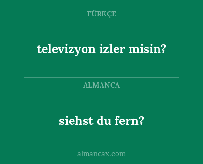 siehst du fern? - televizyon izler misin?