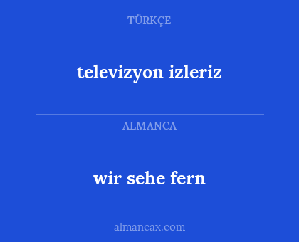 wir sehe fern - televizyon izleriz