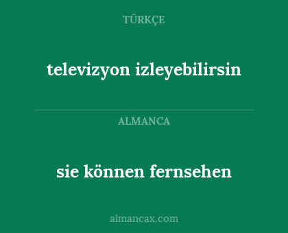 televizyon izleyebilirsin - sie können fernsehen