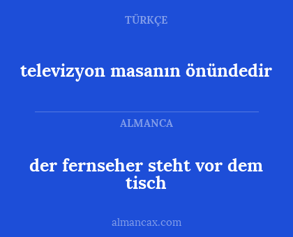 televizyon masanın önündedir - der fernseher steht vor dem tisch