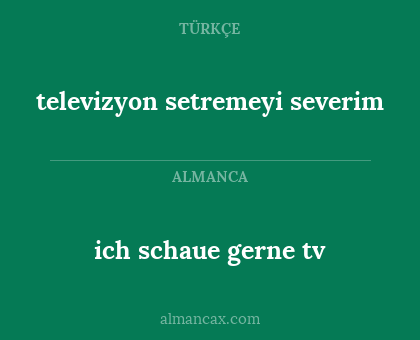 televizyon setremeyi severim - ich schaue gerne tv