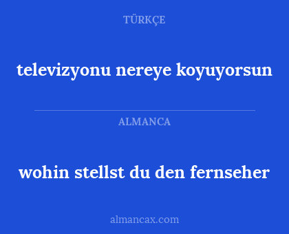 televizyonu nereye koyuyorsun - wohin stellst du den fernseher