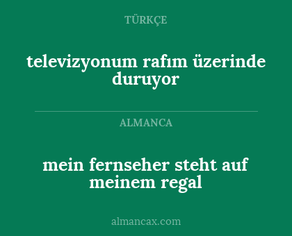televizyonum rafım üzerinde duruyor - mein fernseher steht auf meinem regal