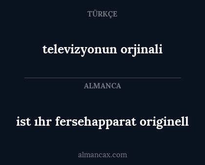 televizyonun orjinali - ist ıhr fersehapparat originell