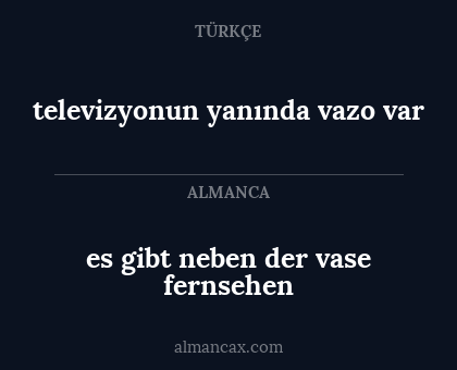 televizyonun yanında vazo var - es gibt neben der vase fernsehen