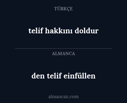 telif hakkını doldur - den telif einfüllen