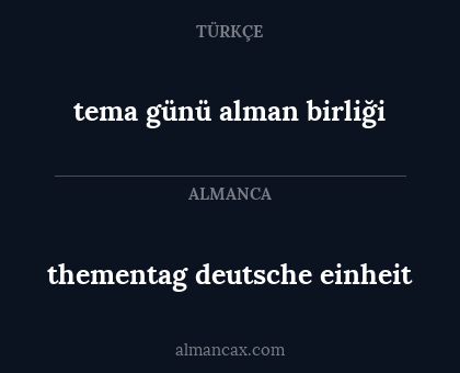 thementag deutsche einheit - tema günü alman birliği