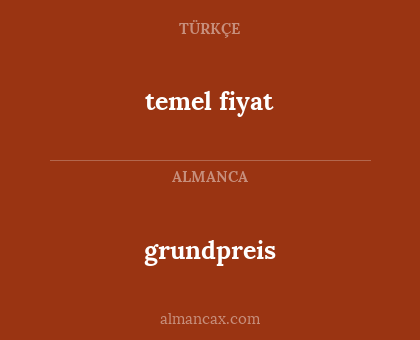grundpreis - temel fiyat