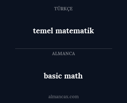 temel matematik - basic math