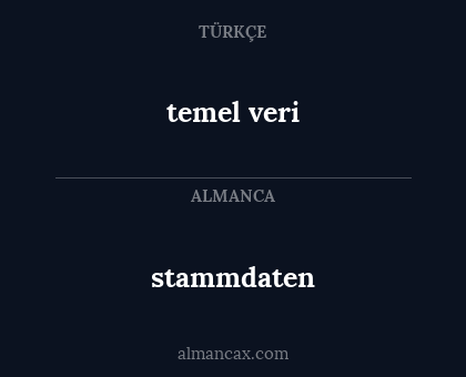 stammdaten - temel veri