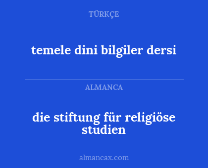 temele dini bilgiler dersi - die stiftung für religiöse studien