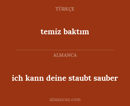temiz baktım - ich kann deine staubt sauber