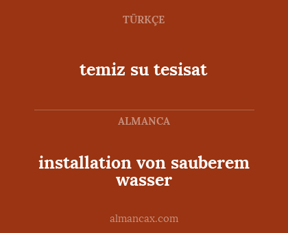 temiz su tesisat - installation von sauberem wasser
