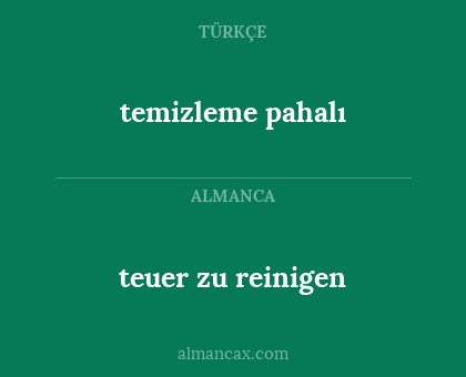 teuer zu reinigen - temizleme pahalı