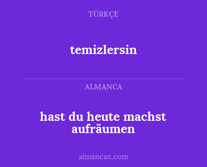 hast du heute machst aufräumen - temizlersin