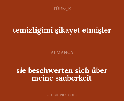 temizligimi şikayet etmişler - sie beschwerten sich über meine sauberkeit