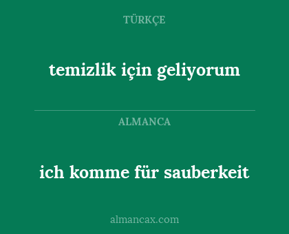 ich komme für sauberkeit - temizlik için geliyorum