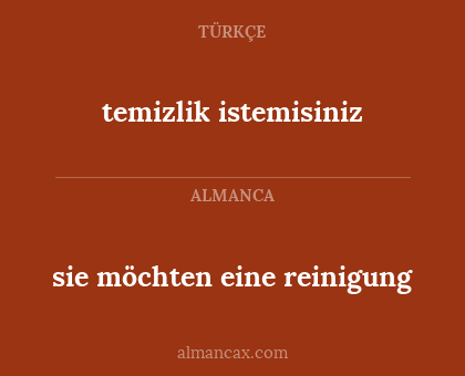 sie möchten eine reinigung - temizlik istemisiniz