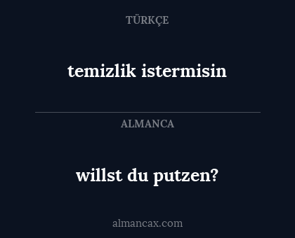 willst du putzen? - temizlik istermisin
