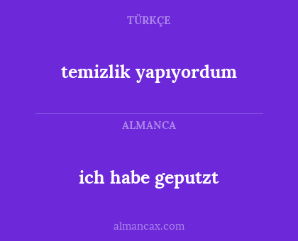 ich habe geputzt - temizlik yapıyordum