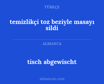 temizlikçi toz beziyle masayı sildi - tisch abgewischt