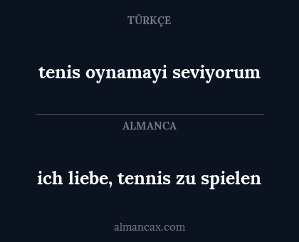 tenis oynamayi seviyorum - ich liebe, tennis zu spielen