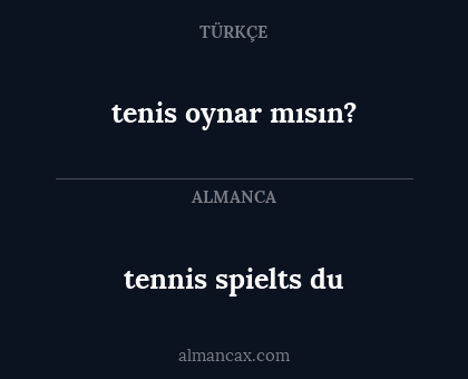 tennis spielts du - tenis oynar mısın?