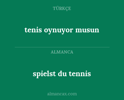 spielst du tennis - tenis oynuyor musun