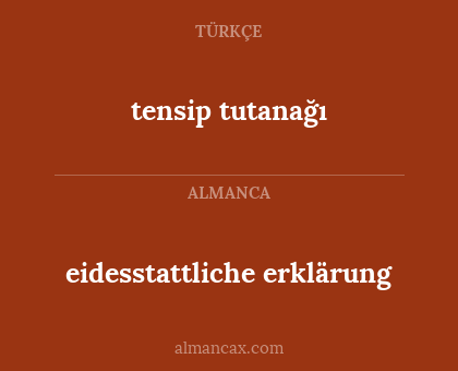 eidesstattliche erklärung - tensip tutanağı