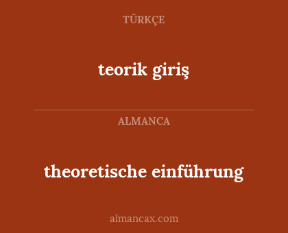 teorik giriş - theoretische einführung