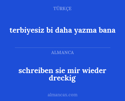 terbiyesiz bi daha yazma bana - schreiben sie mir wieder dreckig