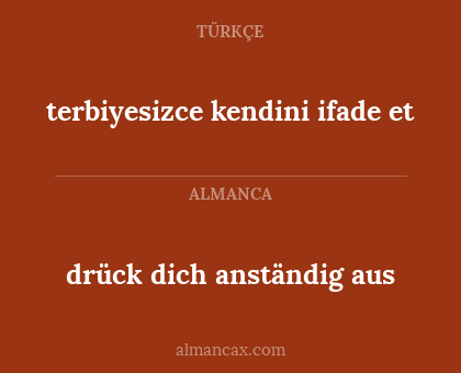 terbiyesizce kendini ifade et - drück dich anständig aus