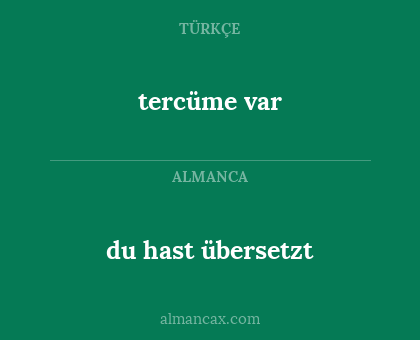 du hast übersetzt - tercüme var