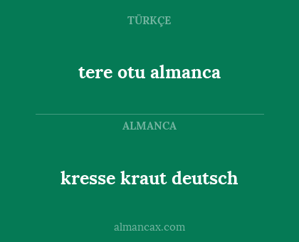 tere otu almanca - kresse kraut deutsch